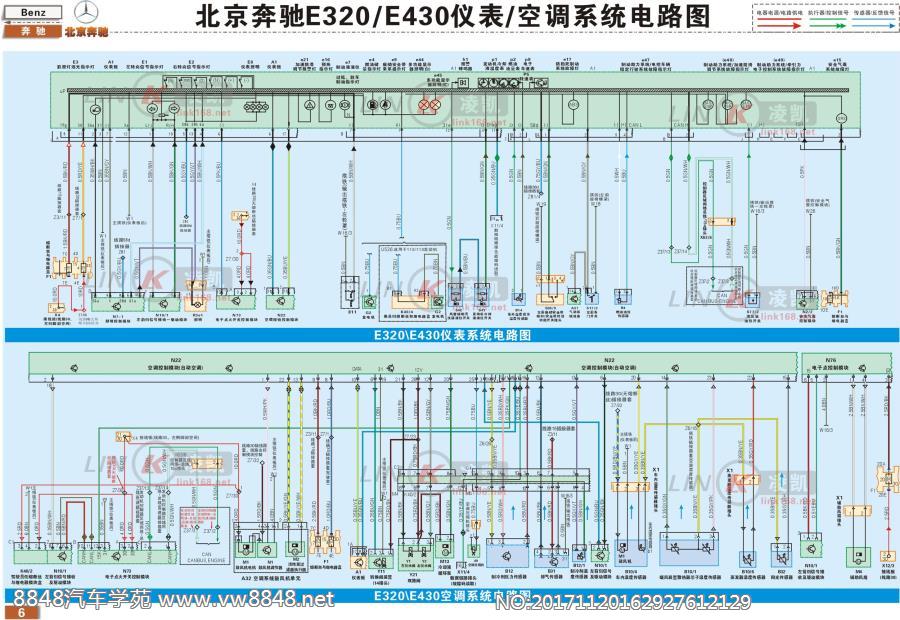 北京奔驰E级车·E320E430仪表与空调系统电路图